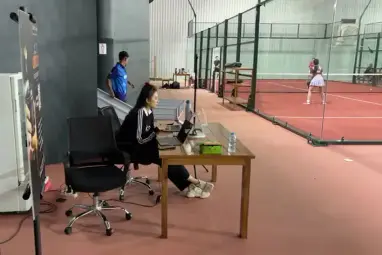 Front desk beside the courts