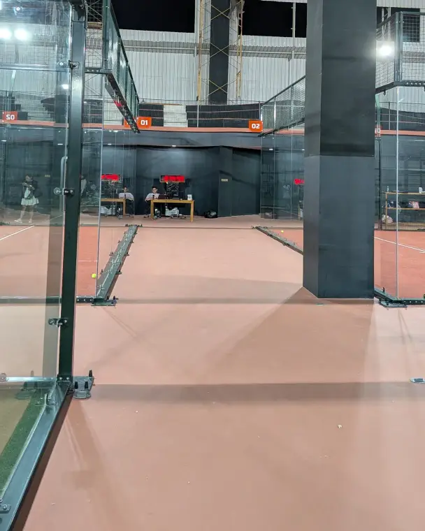 Court-side view through the glass