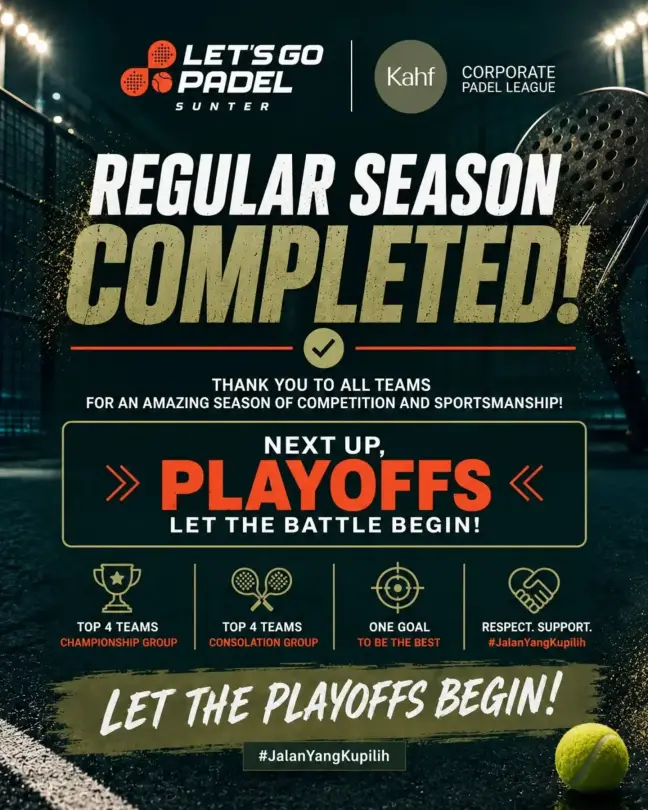 Kahf Corporate Padel League regular season completed graphic
